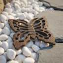 Comfy Hour 11" Vintage Brown Butterfly Duo Stepping Stones, Rustic Antique Figurine Style Home Decor, Heavy Duty Metal Garden Pathway Paver (Set of 2)