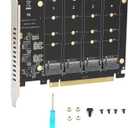 M.2 PCIE Adapter Card, 4 Port M.2 NVMe SSD to PCIE X16 M Key Hard Drive Converter Reader Expansion Card PC Internal Expansion Card Pcie Nvme Adapter (ph44)