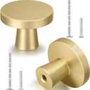 Hotop 15 Pack Solid Knobs Kitchen Cabinet Round Pulls Dresser Handles Gold Cupboard Hardware Dresser Brushed Brass Door Drawer Knobs (Mushroom)