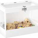 PawHut Hamster Cage with Openable Top & Lock, Transparent Acrylic Panels Small Animal Habitat with Hut, Seesaw, Ladder, for Dwarf Hamster Gerbil, 31.5" x 20" x 23", White