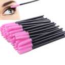 BIHRTC Pack of 100 One-Off Disposable Silicone Eyelash Mascara Brushes Wands Applicator Eyebrow Brush Makeup Tool Kit Set Deep pink