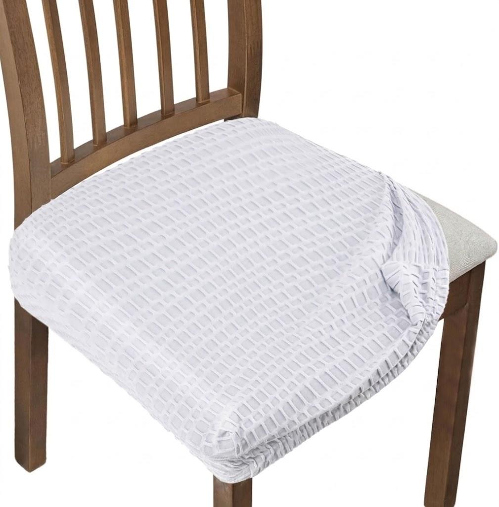 Adabana Seat Covers for Dining Room Chairs Set of 6, Removable Washable Chair Covers Seat Slipcover Protector, White