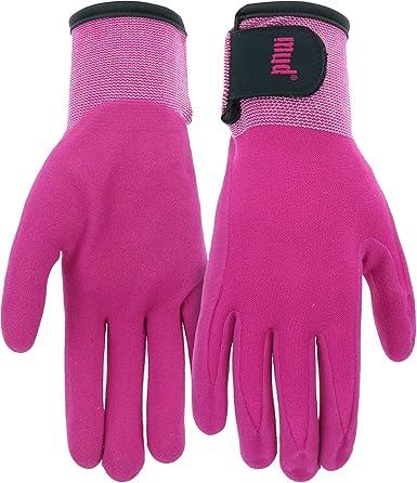 MUD Grip Women's Polyester Blend Shell and Water Resistant Sandy Nitrile Coated Palm Garden Gloves, Hook and Loop Closure, Abrasion Resistant, Excellent Grip, Purple, Medium/Large (MD31021M-WML) L