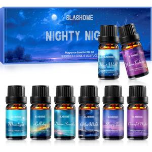 SLASHOME Essential Oils for Diffuser, 8 Pack Aromatherapy Oils Set for Humidifiers - Lavender, Vanilla, Sandalwood & More - Scented Oil for Sleep, Relaxation, Candle & Soap Making, Home Fragrance Gift