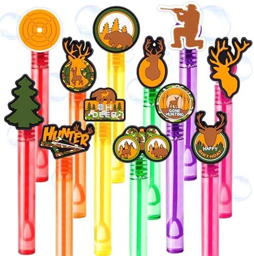 Hunting Party Favors for Kids – 24PCS Outdoor-Themed Bubble Wands, Great for Birthday Supplies, Pinata Fillers, Goodie Bags & Classroom Rewards