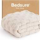 Bedsure GentleSoft Cream Throw Blanket for Couch - Checkered Fleece Blankets Gifts for Women Men Girls, Cute Soft Cozy Throw for Bedroom Home Decor Gifts, 50x60 Inches