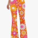 70s Flare Pants for Women - EDC Rave Festival Outfit High Waist Bell Bottom Boho Cute Groovy Disco Trousers XL