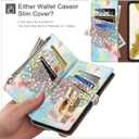 XcaseBar for Samsung Galaxy S23 Ultra Wallet case with Zipper Credit Card HolderRFID Blocking,Flip Folio Book PU Leather Phone Cases Shockproof Cover Men Women for Samsung S23Ultra case Mandala (Printing, Baby Blue-Printing)