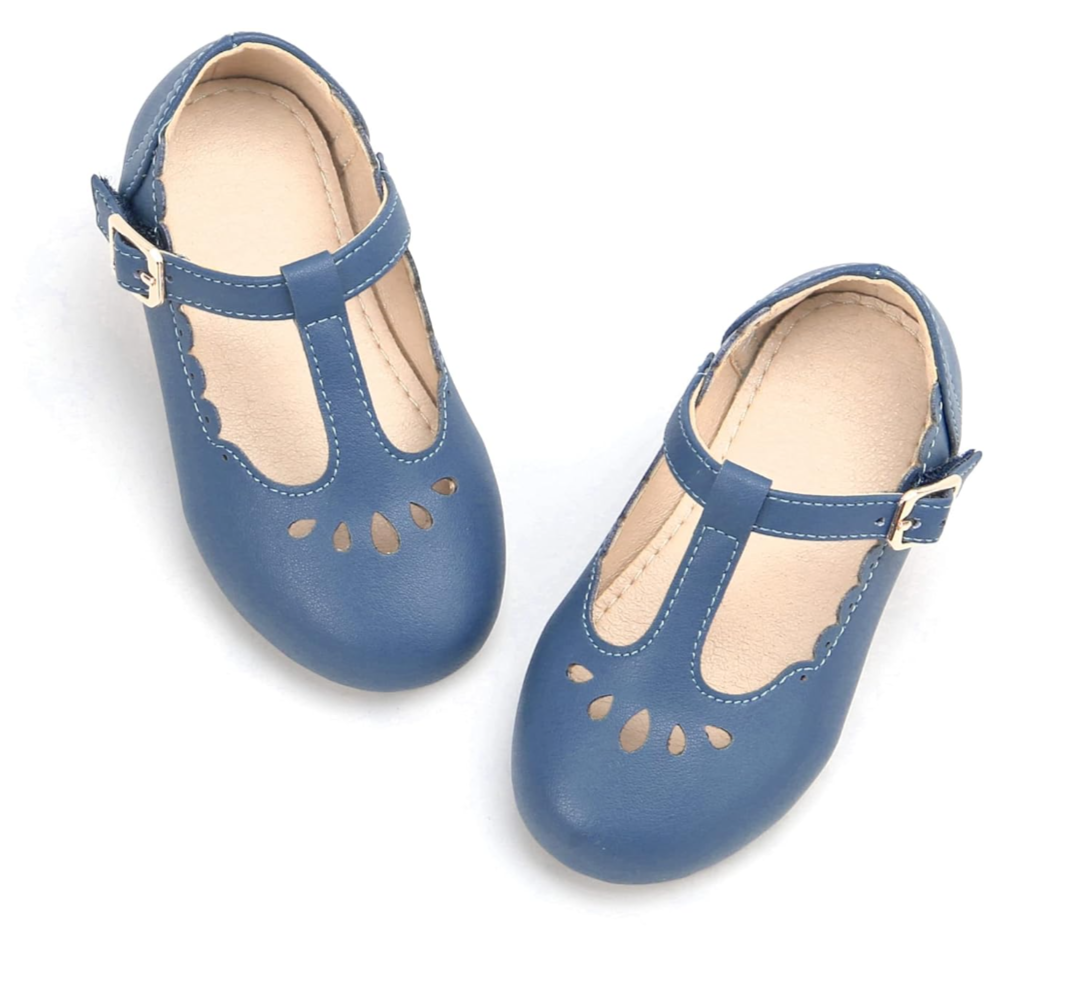 THEE BRON Girl's T-Strap Flats Toddler/Little Kid Ballet Mary Jane Party Dress Shoes, 19,3 cm