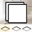 Square Led Flush Mount Ceiling Light,16 Inch 40w 3820lm led Light 3000k,4000k,6000k CCT Selectable,Flat Panel Super Slim Led Ceiling Light Fixture,for Living Dining Kitchen Bedroom Room (2 Pack-Black)
