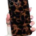Cute Phone Case for iPhone 16 Pro Max Case Amber Leopard Full Camera Protective Slim Shockproof Aesthetic Phone Case-Brown Leopard