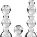 Kitcom Crystal Taper Candle Holders Bubble Designed Hand Cut Crystal Candlestick Holders Wedding Banquet Decorations Pack of 3, Comes with Gift Box