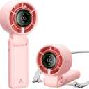 Aecooly 3 IN 1 Portable Fan, Turbo Handheld Fan, USB Rechargeable Mini Personal [22H Max Cooling Time], Battery Powered Small Foldable Pocket for Travel, Summer, Gifts for Women, Girls -Pink