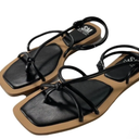 SM New York Flat Black Sandals, Size: 8