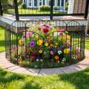 VANCASTLE Decorative Garden Fence Outdoor, Total 10.5ft (L) x 24in (H), Rustproof Metal Landscape Barrier Fence, Black Fence for Yard, Patio Lawn, 10 Panels
