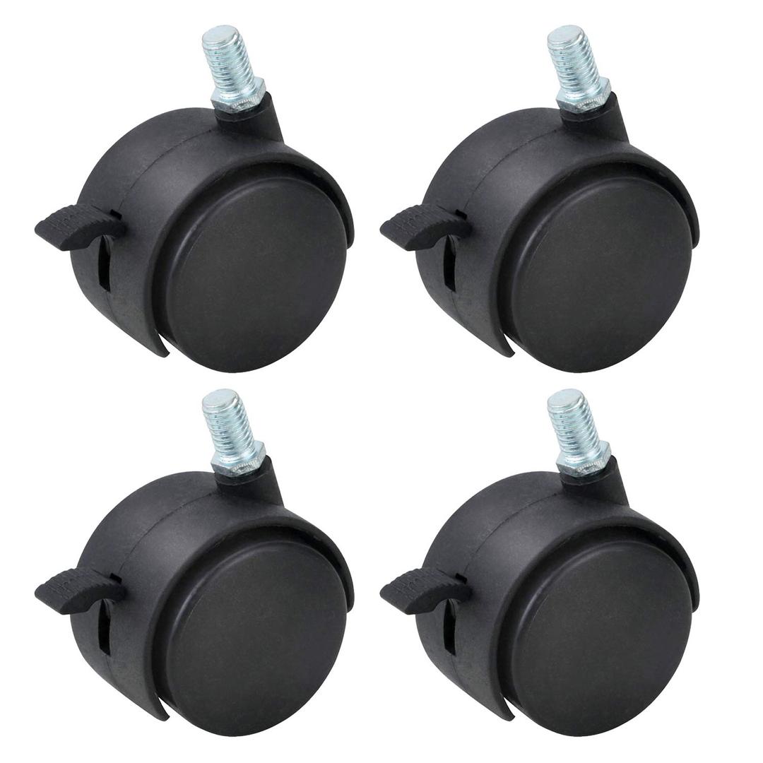 HOWDIA 1.5 Inch M81.25 Threaded Stem Nylon Swivel Caster Wheels with Brake  Floor-Protecting Light-Duty Replacement for Carts, Office Chairs & Furniture, Not fit for 5/16-18(30 kg Total, 4-Pack)