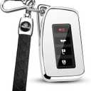 for Lexus Key Fob Cover with Keychain, Soft TPU Full Protection Key Shell Case for 2013-2021 ES is GS NX LS RX RC GX LX 570 200 250 350 460 300 F 450h 600h Smart Key (Silver)