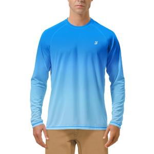 Roadbox Mens UPF 50+ UV Sun Protection Shirts Outdoor Long Sleeve SPF Rash Guard for Fishing Hiking Swimming Running Small
