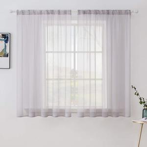 MIULEE 2 Panels Solid Color Sheer Window Curtains Elegant Window Voile Panels/Drapes/Treatment for Bedroom Living Room (54X54 Inches Light Grey)