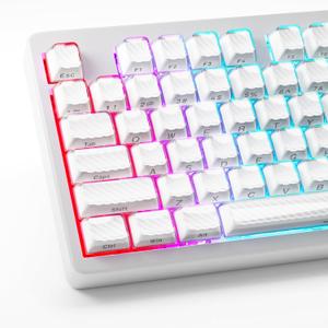 HITIME XVX Keycaps, Crystal Jelly Keycaps 75 65 60 100 Percent, White Custom Side Printed Key caps for ANSI/ISO Layout 61/68/84/87/98/104 Gaming Mechanical Keyboard, OEM Profile 136 Keys