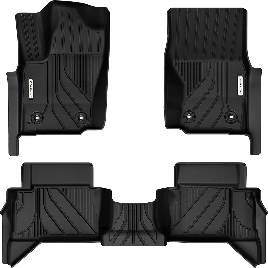 YITAMOTOR Floor Mat Fit for Toyota Tacoma 2024-2025 Double Cab (Not fit Hybrid), TPE All Weather Waterproof Floor Liners for Tacoma Accessories, 1st and 2nd Row, (Auto Transw/Under-Seat Storage) Black
