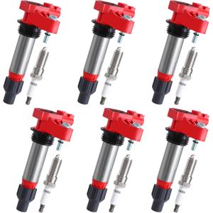 Pindex 6 Pack Ignition Coils and Iridium Spark Plugs,UF569 41-109 Coil Pack Kits Compatible with Chevy Camaro Equinox Impala Malibu Traverse Buick Cadillac GMC 3.0L 3.6L