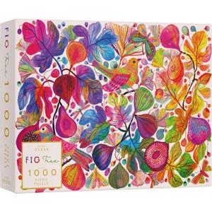 Elena Essex 1000 Piece Puzzle for Adults - Fig Tree | Puzzles | Puzzles for Adults | Colorful Floral Bird Rainbow Gradient Puzzle | Jigsaw Puzzle Size 20x28 inches