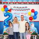 Chugga Chugga Two Two Party Decorations,Train 2nd Birthday Party Supplies, 2nd Birthday Decorations for Boys Include Banner, Tablecloth, Balloons, Cake Topper, Train Birthday Supplies