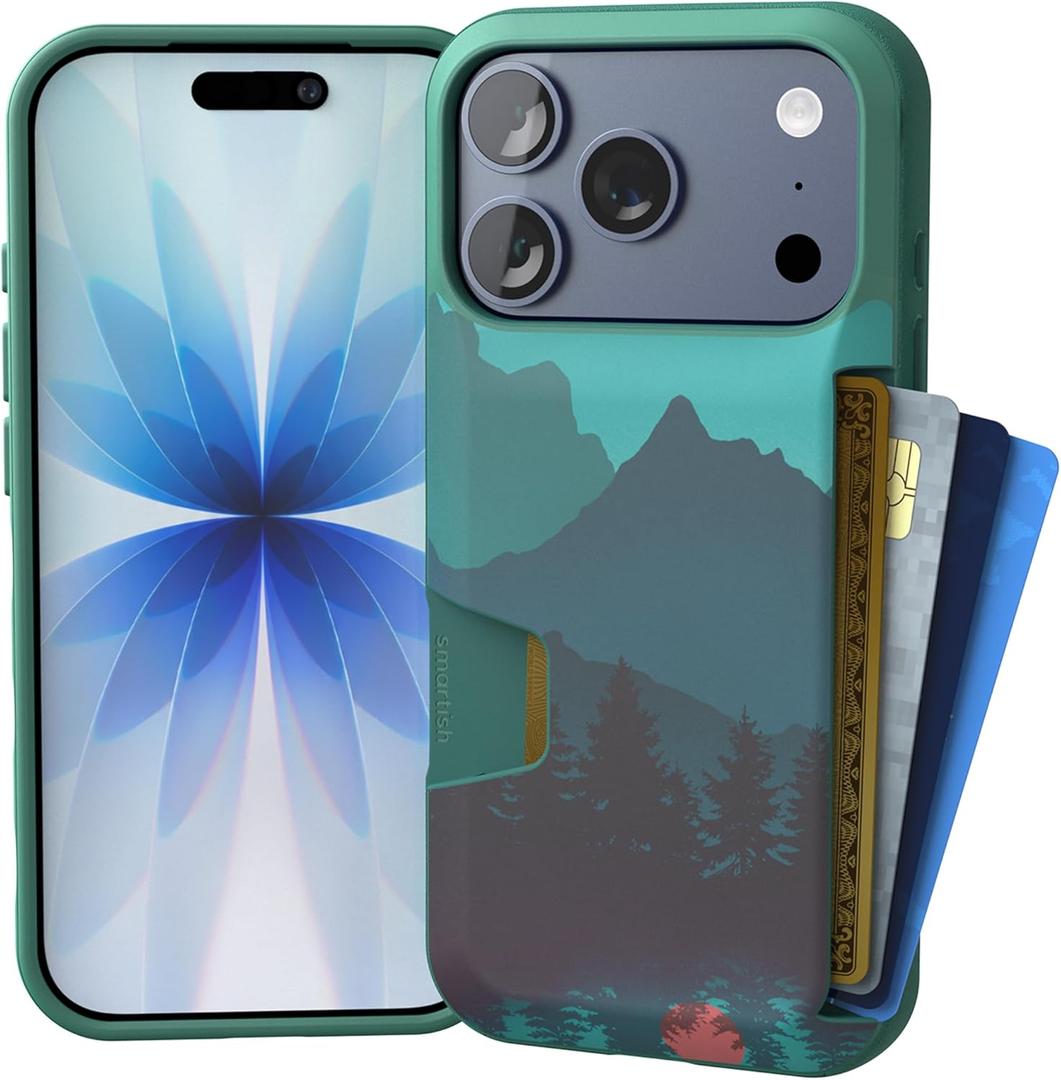 Smartish® iPhone 17 Pro Wallet Case - Wallet Slayer Vol. 1 [Slim + Protective] Credit Card Holder - Drop Tested Flip Hidden Card Slot Cover for Apple iPhone 17 Pro - Moving Mountains