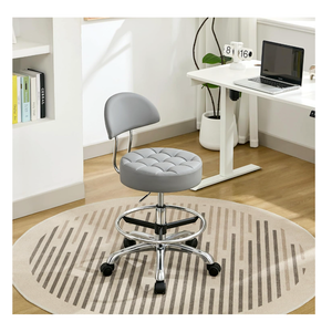 FIRAVOE Drafting Stool with Back (Swivel Chair with Quiet Wheels) (Adjustable Height 20-27 inch) Rolling Office Swivel Stool (Gray)