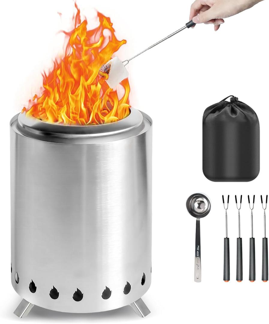 Tabletop Fire Pit Outdoor, Wood Pellet Table Top Firepit, 7 Inch Mini Fire Pit with Removable Ash-Pan, Firepit with Carry Bag for Outside Patio Camping Backyard Picnic