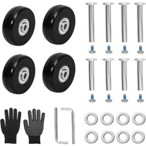 Luggage Suitcase Replacement Wheels 1.57" Diameter 4 Pcs 0.67" Thickness with Ball Bearings Wear-Resistant Mute Rubber Swivel Caster Repair Kits for Luggage Bags Trolley Case