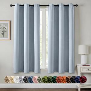 MIULEE Light Blue Blackout Curtains for Bedroom Living Room 63 Inches Long 2 Panels, Thermal Insulated Room Darkening Drapes Grommet Noise Reducing Light Blocking Window Treatments 40x63 Inch