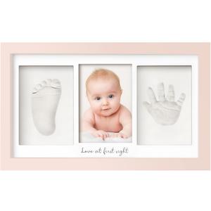 KeaBabies Baby Hand and Footprint Kit - Clay Handprint Keepsake Frame, Newborn Nursery Picture Frame, Personalized New Mom Gifts for Baby First Christmas Shower (Petal Pink) (Duo Frame, 13" x 7.8")