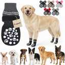 BINGPET 6PCS Dog Socks to Prevent Licking Paws with Grippers for Hardwood Floors Anti Slip, Winter Pet Shoes Booties, Extra-Thick Grip Dog Boots & Paw Protectors for Small Medium Large Senior Dogs, M