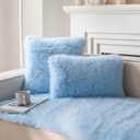 Neelvin Blue Faux Fur Cozy Fluffy Double-Sided Decorative Throw Pillow Covers 18x18 inch Set of 2,Velvet Pillowcase Cushion Case for Sofa Couch