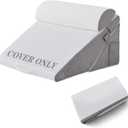 Bedluxe Wedge Pillow Set Cover for 3PCS, Adjustable Bed Wedge Pillow Case with Side Pocket, Removable & Machine Washable Wedge Pillowcase with Zipper, 22"x22"x12", White/Grey (Pillow NOT Included)