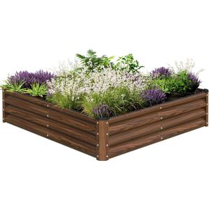 SnugNiture Galvanized Raised Garden Bed 4x4x1FT Outdoor Large Metal Planter Box Steel Kit for Planting Vegetables, Flowers