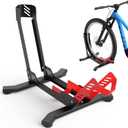 Bike Stand Floor, Portable Bike Storage for Garage - Fit for 24"-29" Bikes, Tire Width up to 3.5", Road & Mountain Bicycle Stand, Front and Rear Wheel Parking Rack - Red
