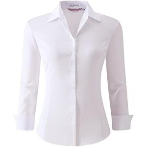 Esabel.C Womens Button Down Shirts Long Sleeve Regular Fit Stretch Work Blouse. M