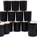 Thick Candle Jars for Making Candles 16 Pcs, 7 OZ Empty Jars with Wood Lids for Candle Making, Sample Container, Matte Black