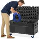 45'' ATA Rolling Cable Trunk Case, Stackable Road Case with 360° Wheels for for Pro Audio & DJ Equipment Storage, 1100lbs Heavy Duty Case for Professional Package Transport