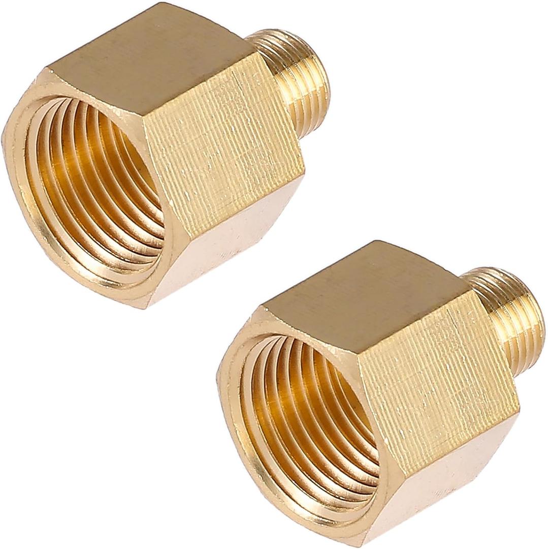 BILAL Brass Pipe Fittings 3/8" Female to 1/8" Male NPT Reducer Adapters, Female to Male Brass Hex Bushing-O.D x I.D: 3/8" x 5/8" (Pack of 2)