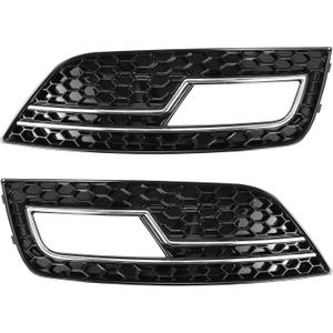 1 Pair Fog Light Grill for Audi A4L B9 S4 RS4 2013-2016 Durable ABS Black Front Left Right Front Lower Bumper Fog Light Cover Inserts