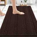 OLANLY Thick Bathroom Rugs 30x20, Extra Soft Absorbent Chenille Striped Bath Rugs, Rubber Backing, Machine Wash Dry, Bath Mats for Bathroom Floor, Tub and Shower, Home Decor Accessories, Brown