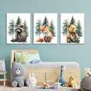 3pcs Framed Forest Watercolor Canvas Wall Art Set