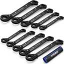 DISEN 10-Piece Double Offset Box End Reversible Ratcheting Wrench Set, SAE (1/4-7/8 inch) & Metric (6-21mm) Heavy Duty Ratcheting Wrench Set for Narrow Space, Rolling Pouch