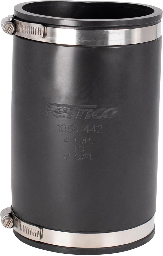 Fernco XL 1056-442 Flexible Pipe Coupling 4 CI/Plastic/Steel to 4 CI/Plastic/Steel
