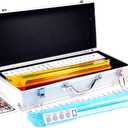 American Mahjong Set with 4 PUSHERS / RACKS COMBO in ALUMINUM CASE (WESTERN Mah jongg 166 Tiles)