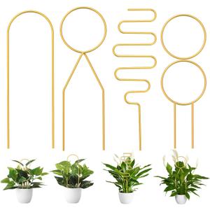 4 Pcs Small Metal Trellis for Potted Plants, Gold Trellis for Climbing Plants Indoor, Small Trellis for Potted Plants Support Stake House Plant Trellis for Garden Potted Plant, Hoya, Pothos, Flower